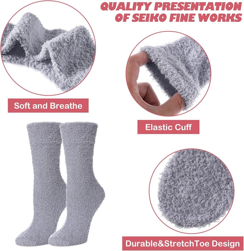 LINEMIN Womens Fuzzy Socks Cozy Fluffy Winter Warm Slipper Socks Microfiber Soft Home Sleeping Socks - Image 5